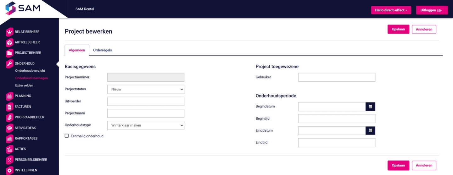 Project bewerken - algemeen