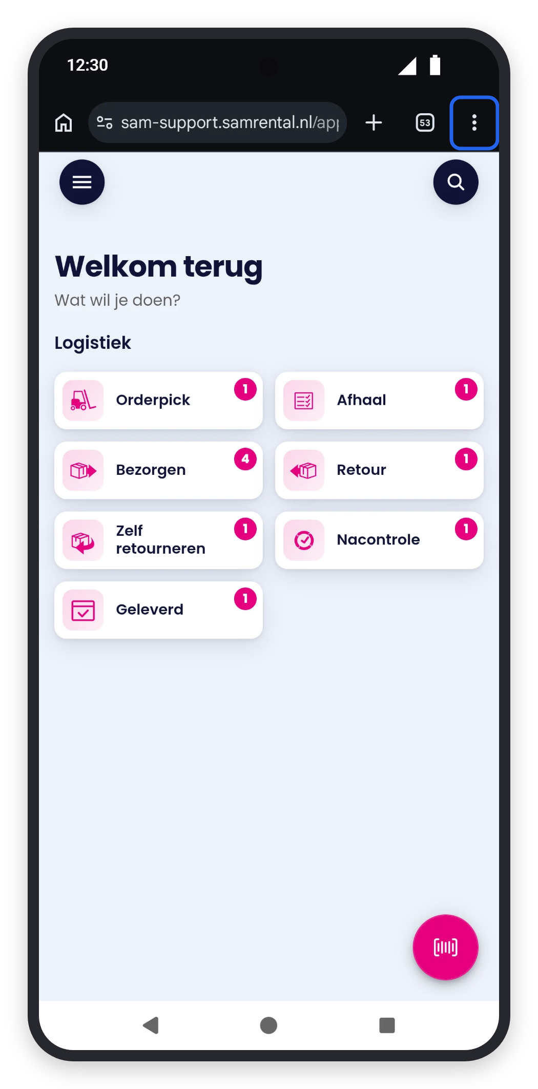 Stap 1: de drie puntjes rechtsboven in Chrome